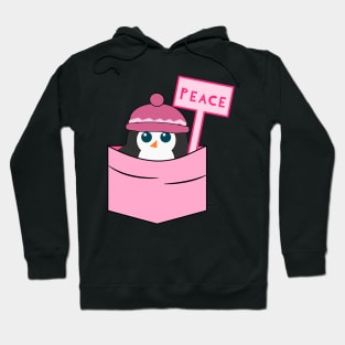 Peaceful cute penguin in pink Hoodie